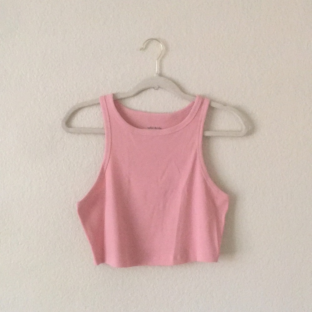 Wild Fable Ribbed Crop Top Scoop Tee Pink Large
